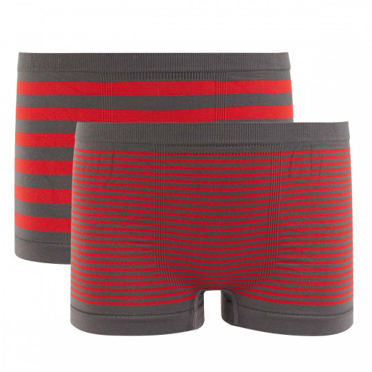 Lot de 2 boxers boy rayés gris/rouge Stripes by Djembé