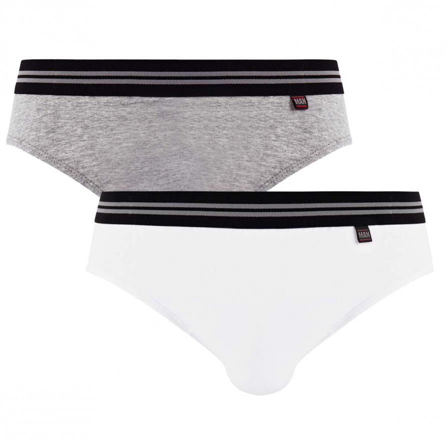 Lot de 2 slips gris chiné & blanc Gentleman