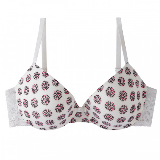 Soutien-gorge ampliforme push moulé ivoire/fuchsia Show Off