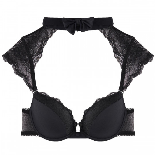 Soutien-gorge ampliforme push moulé noir Nœud Pap