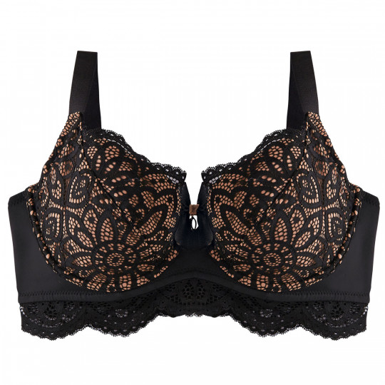 Soutien-gorge grand maintien C, D et E noir/caramel Saxo