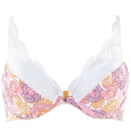 Soutien-gorge ampliforme coque moulée blanc/rose Eternité