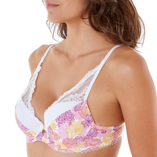 Soutien-gorge ampliforme coque moulée blanc/rose Eternité