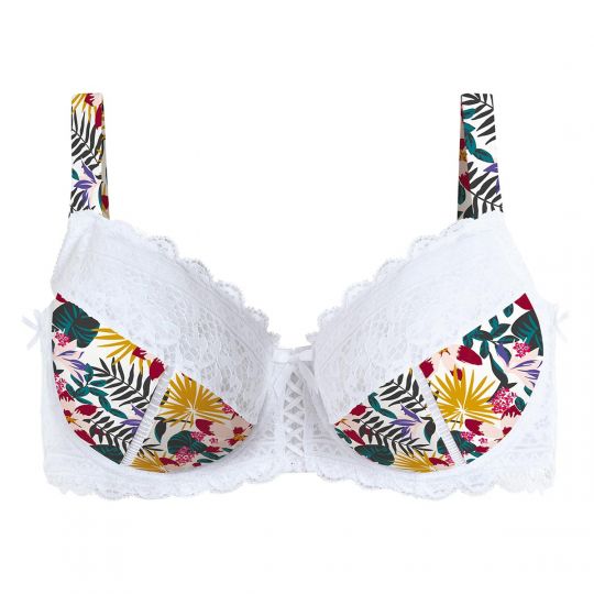 Soutien-gorge grand maintien ivoire/multicolore Elena