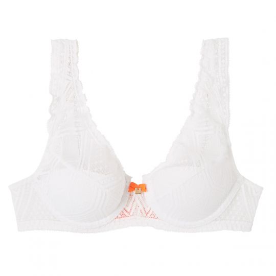 Soutien-gorge ampliforme coque moulée en dentelle recyclée blanche Lima