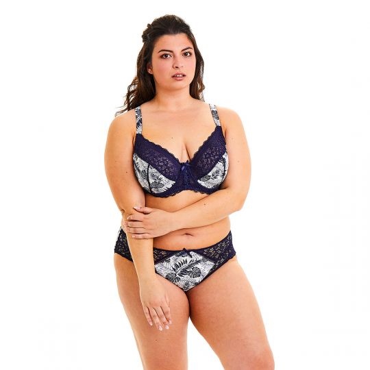 Soutien-gorge grand maintien ivoire/marine Elena