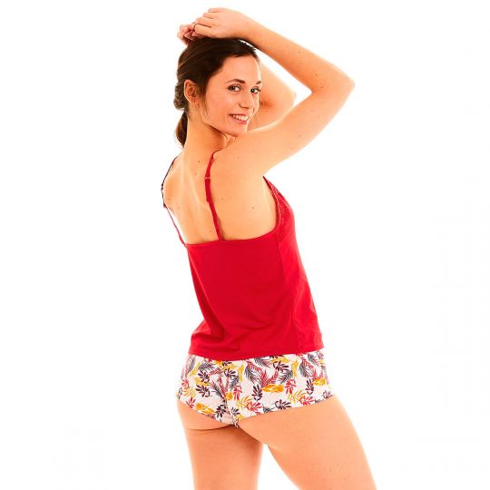 Top + short rouge Pile ou face