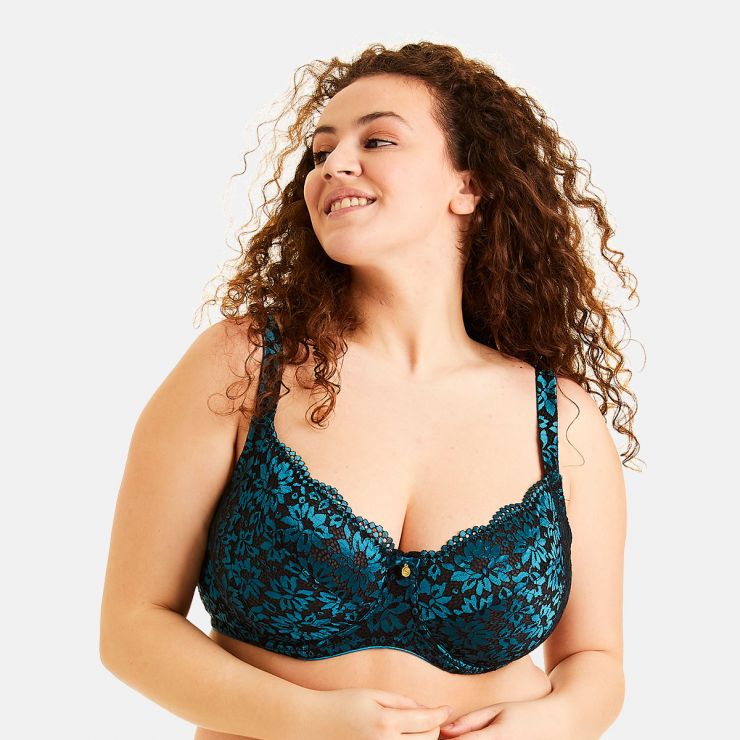 Soutien-gorge grand maintien turquoise Bergamote