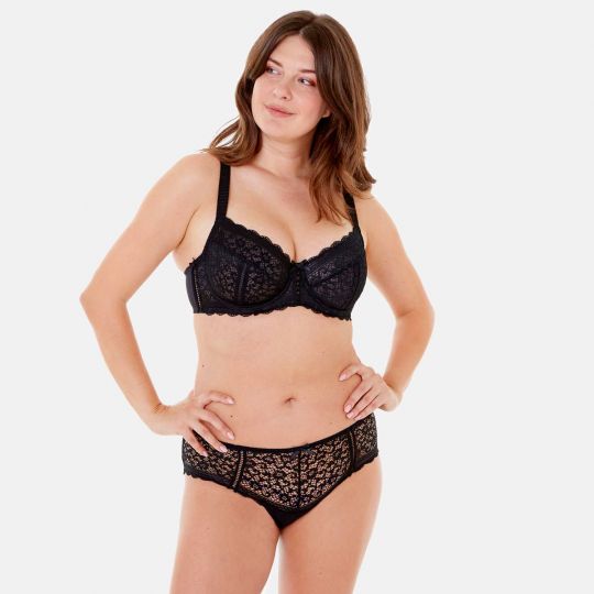 Soutien-gorge à armatures bonnet C, D et E noir Elena