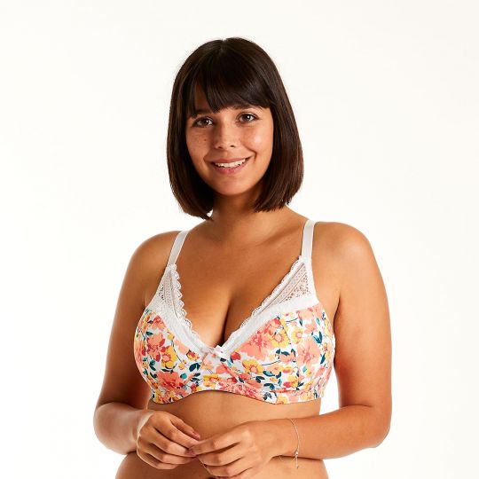 Soutien-gorge sans armatures coque souple blanc/orange Elena