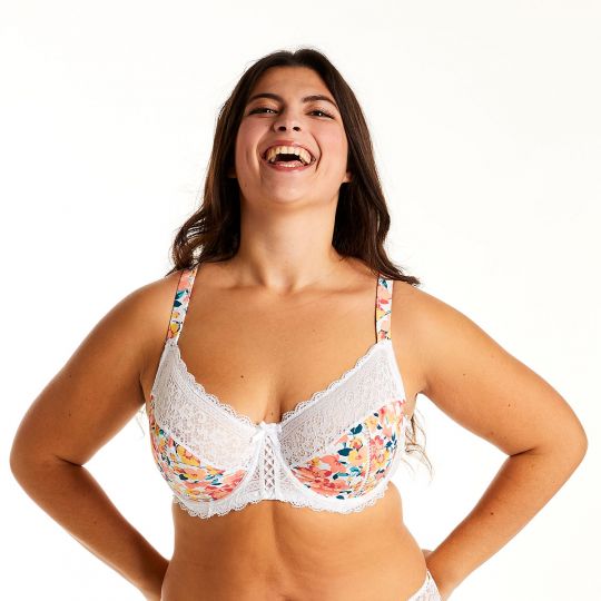 Soutien-gorge à armatures blanc/orange Elena