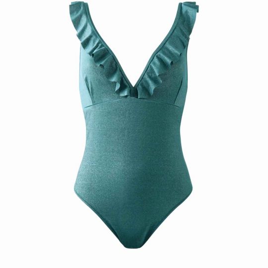 Maillot de bain une pièce vert Vague - Pommpoire