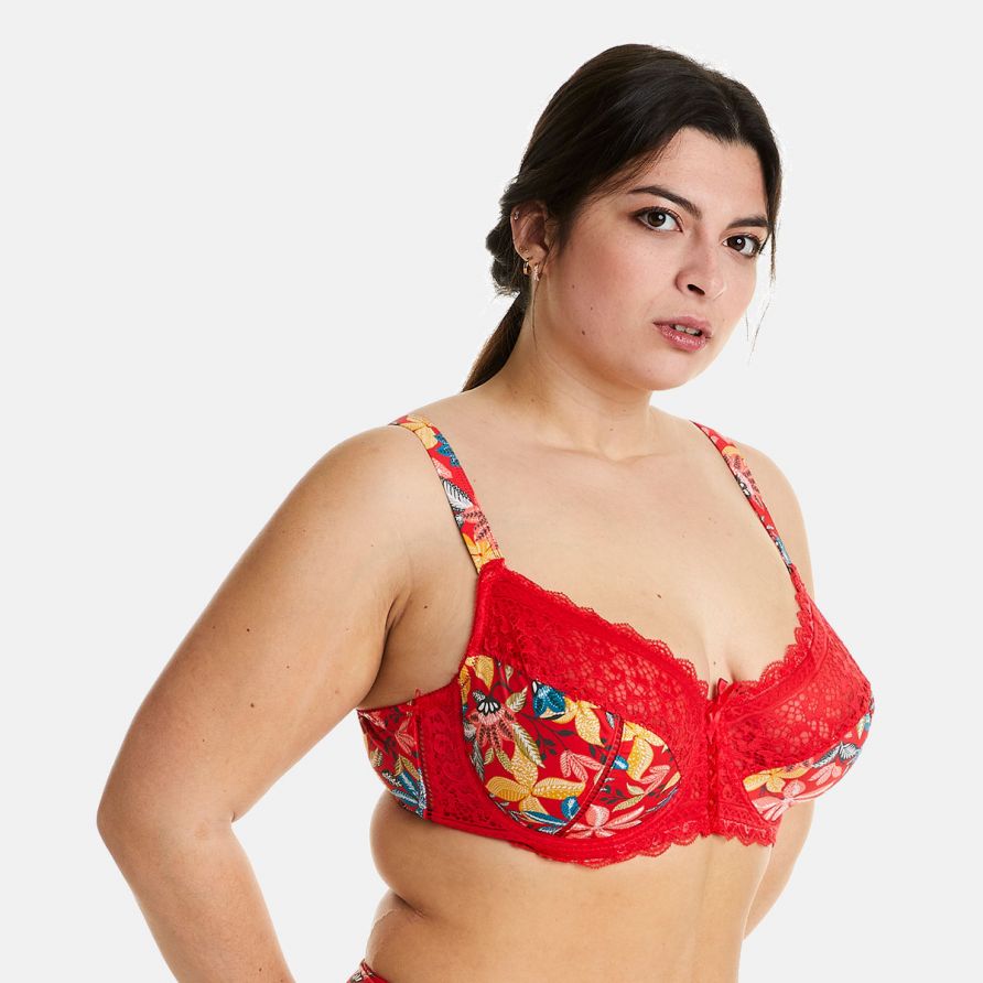 Soutien-gorge à armatures grand maintien rouge/jaune Elena