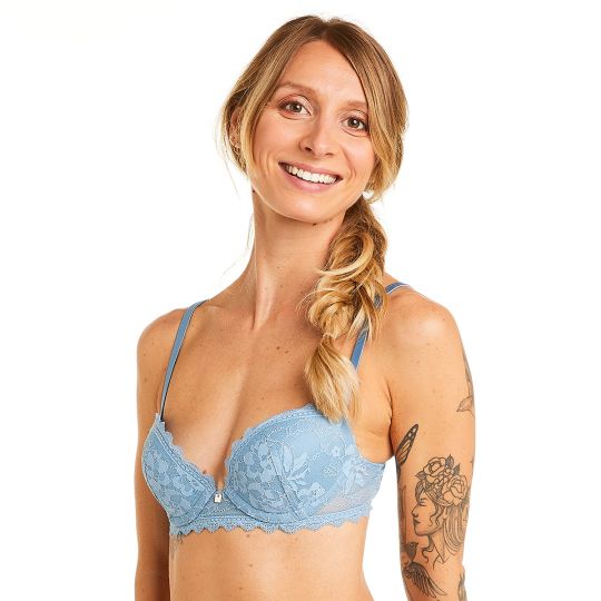 Soutien-gorge coque moulée push-up bleu Siwa