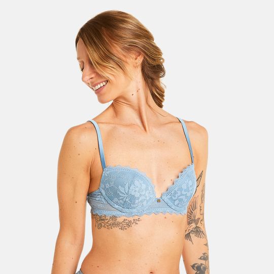 Soutien-gorge coque moulée push-up bleu Siwa