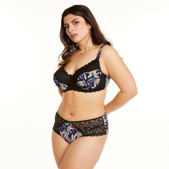 Soutien-gorge à armatures grand maintien noir/parme Elisa