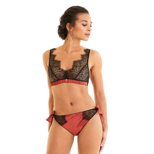 Soutien-gorge triangle sans armatures noir/cuivre Impertinente