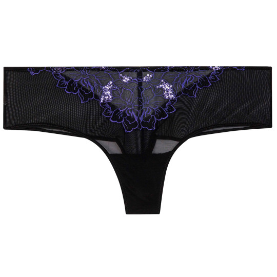 Shorty tanga noir/violet Amants