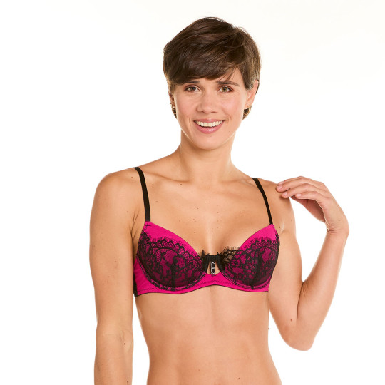 Soutien-gorge ampliforme coque moulée noir/fuchsia Dragon